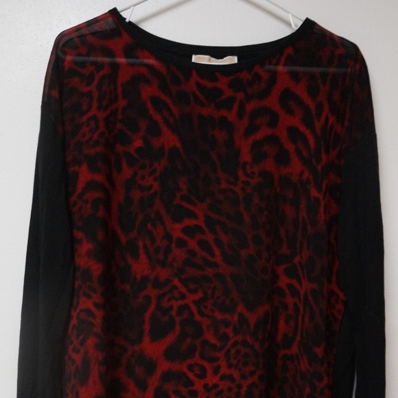 red and black animal print top